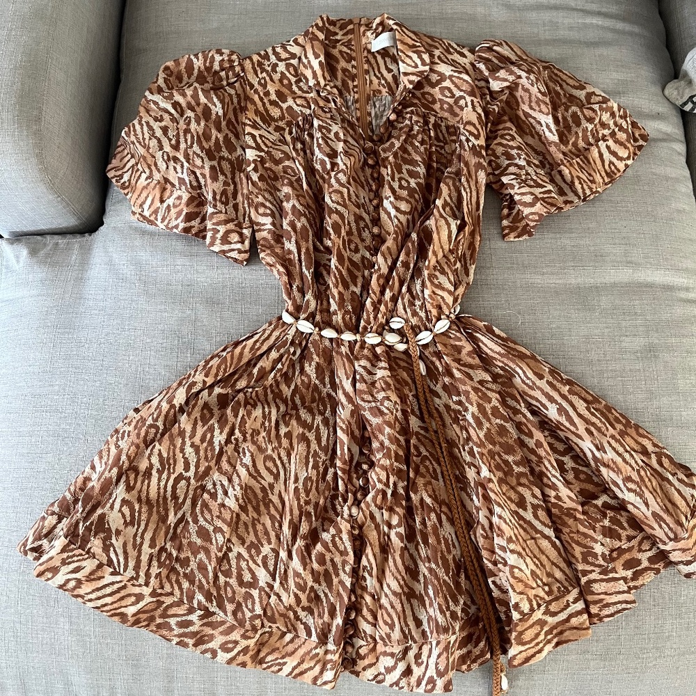 Zimmermann Tropical Flutter Sleeve Mini Dress